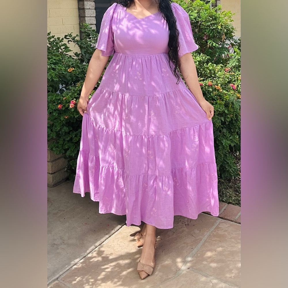 Women’s Lavender Tiered Maxi Dress - Picture 2 of 10
